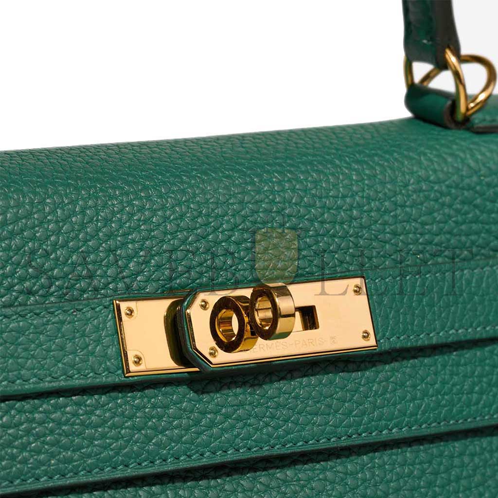 H**mes kelly 25 malachite green gold buckle (25*17*7cm)